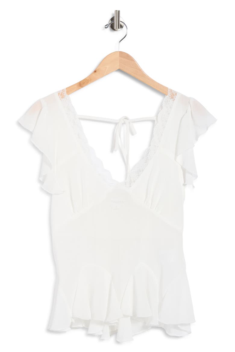 Ruffle Sleeve Peplum Top, Alternate, color, WHITE