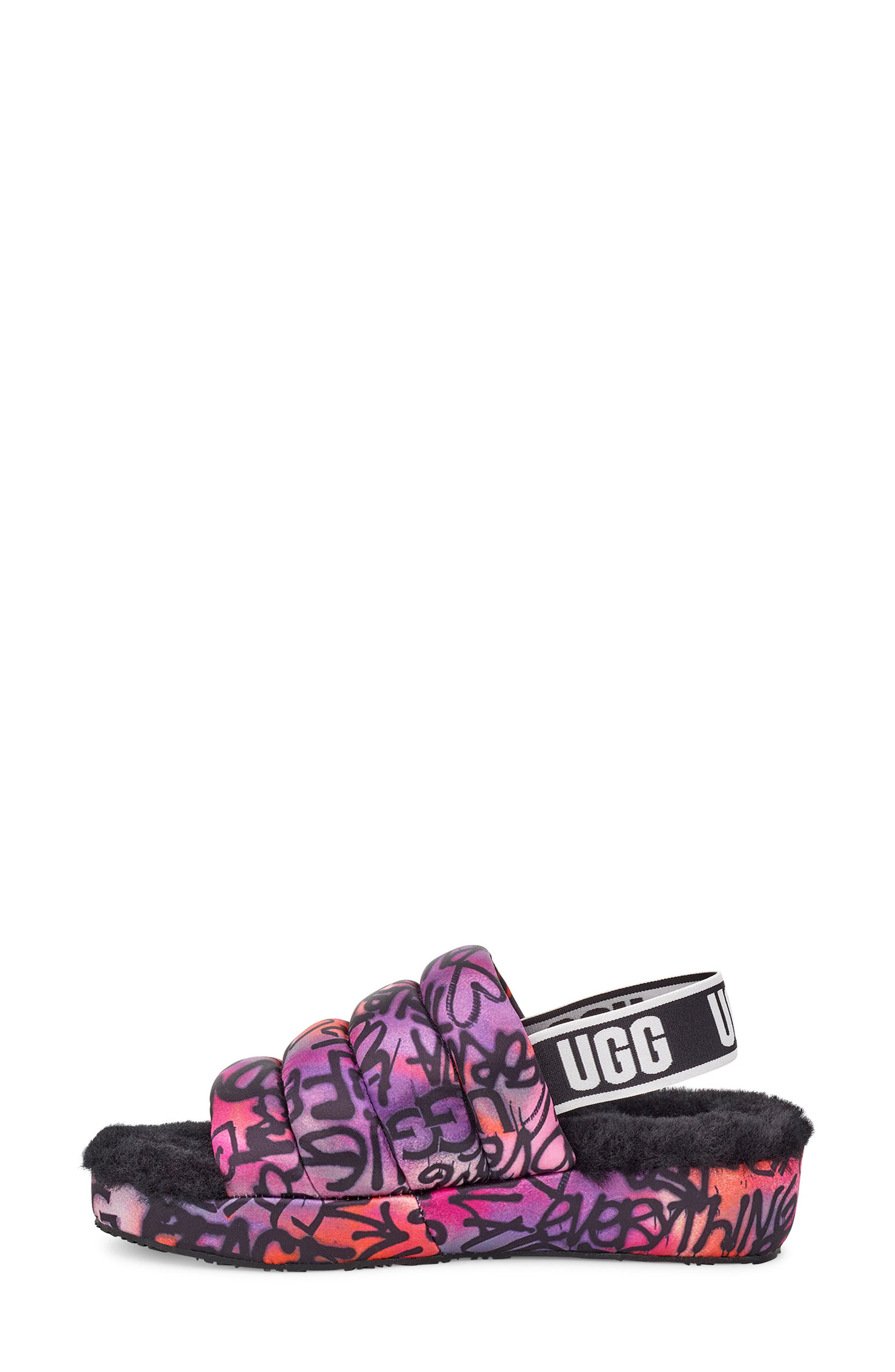 UGG<sup>®</sup> Puff Yeah Graffiti Pop Slide, Alternate, color, 