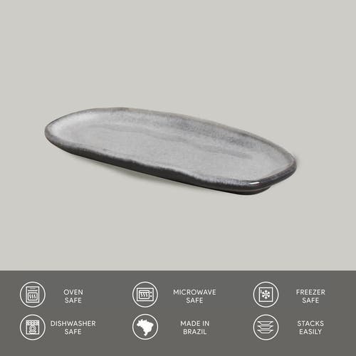 Porto Brasil Shallow Organic Oval Platter Small Set Of 4 In Gray
