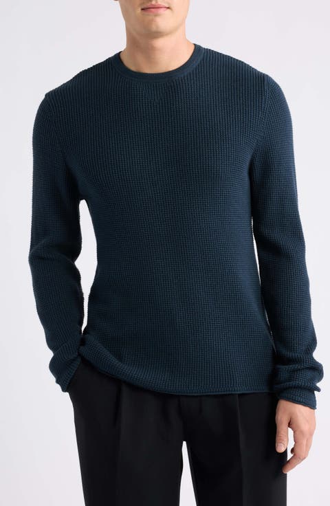 Martin Mini Waffle Crewneck Cotton & Cashmere Sweater