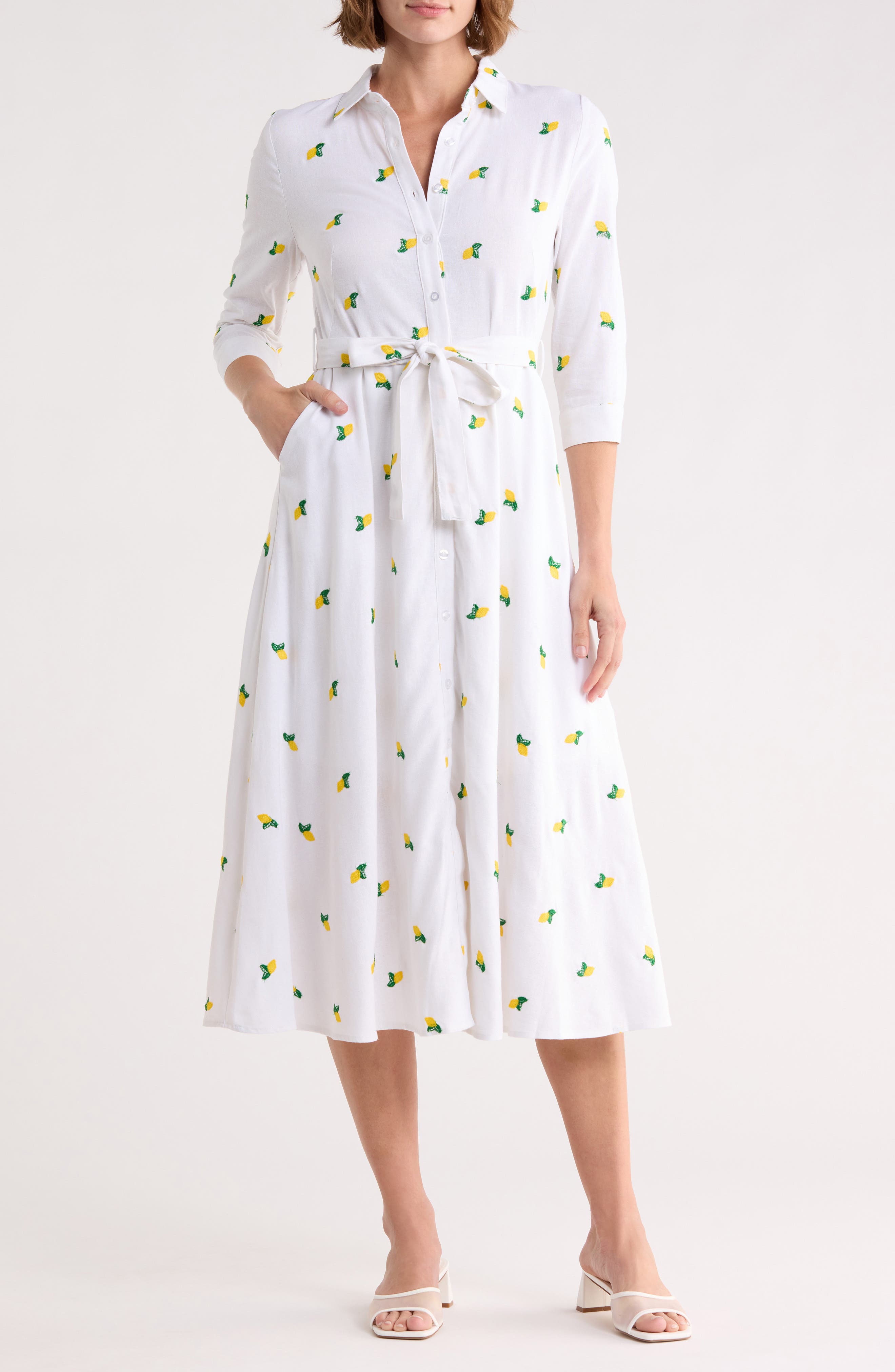Ellen Tracy Tie Waist Shirtdress
