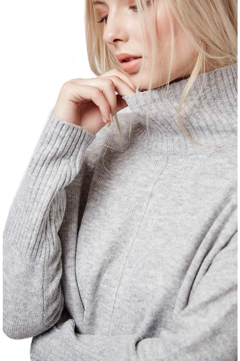 Oversize Funnel Neck Sweater, Alternate, color, LIGHT GREY