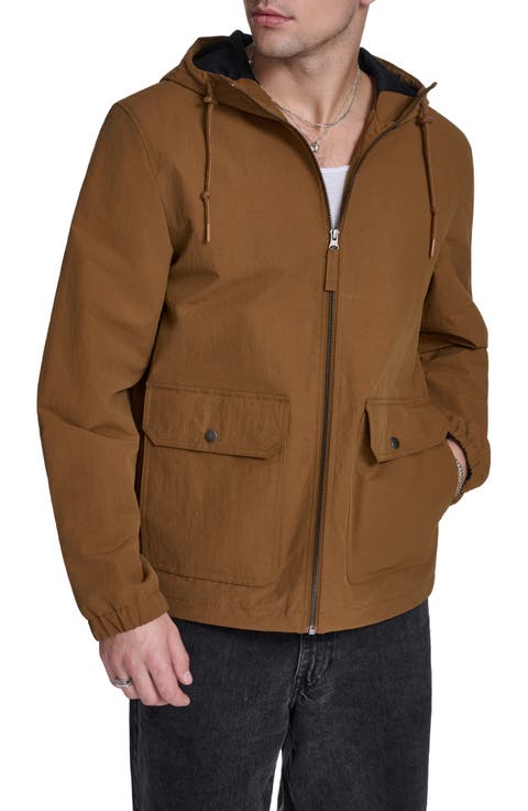 Water Resistant Hooded Nylon & Cotton Jacket