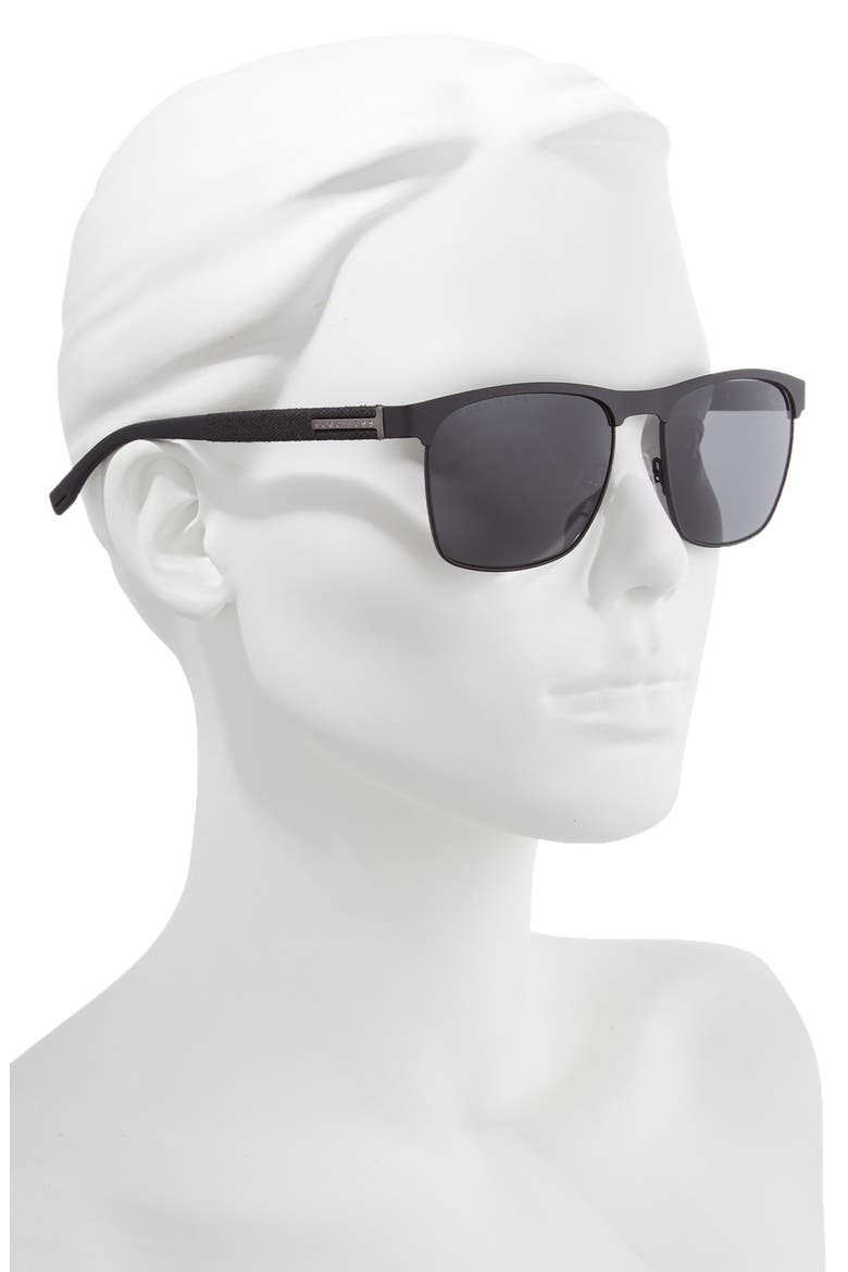 57mm Rectangle Sunglasses, Alternate, color, MATTE BLACK