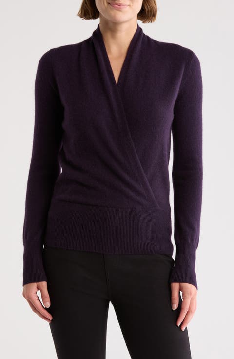 Cashmere Faux Wrap Sweater
