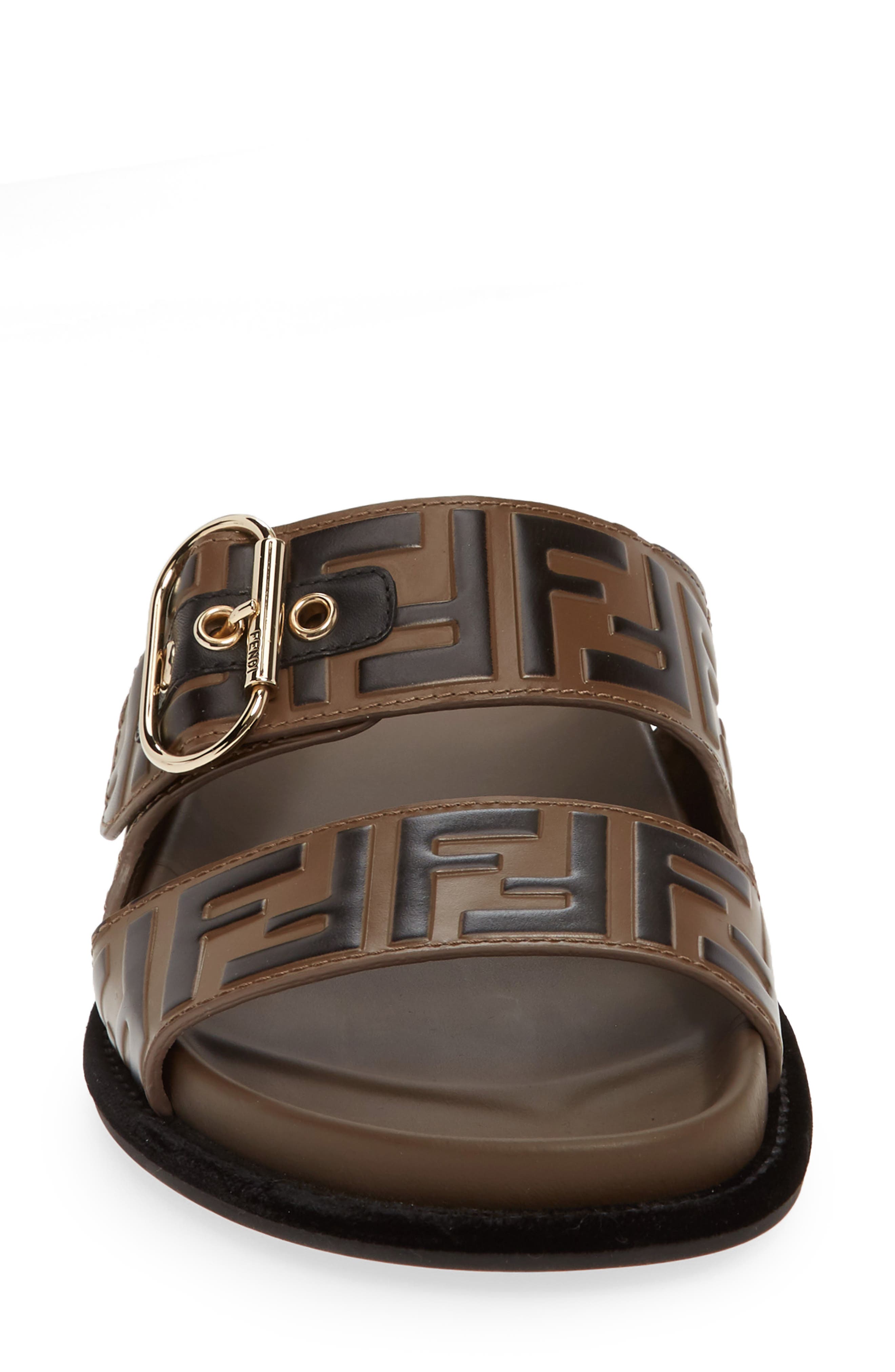 Fendi FF Logo Buckle Slide Sandal, Alternate, color, 