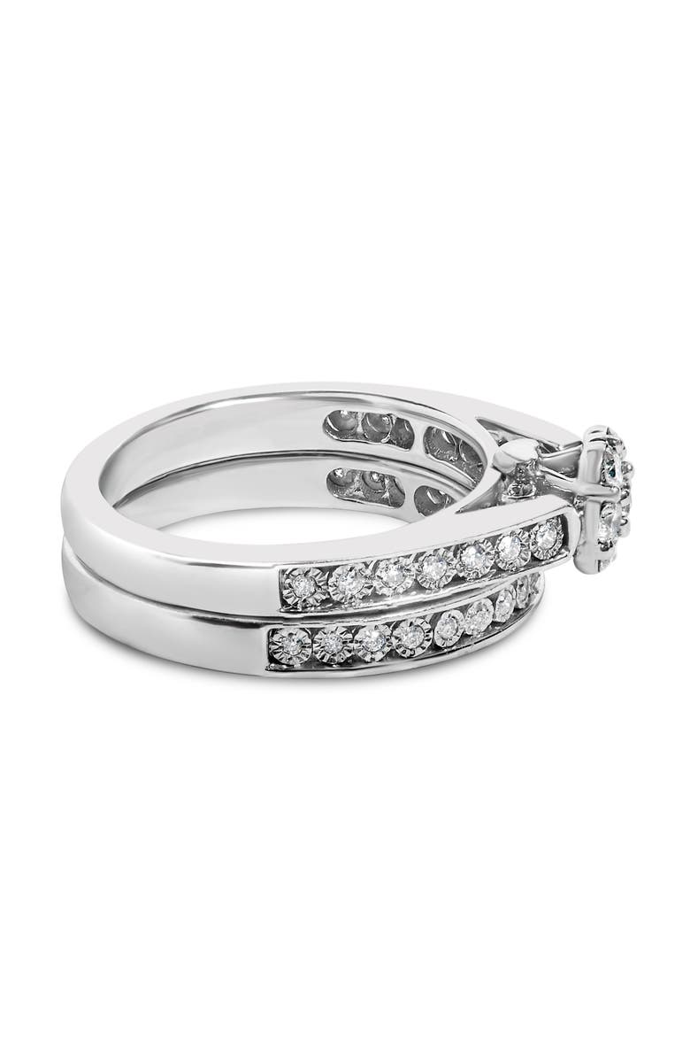 Haus of Brilliance Sterling Silver 1/2 Cttw Diamond Cluster Flower Bridal Set, Alternate, color, Silver