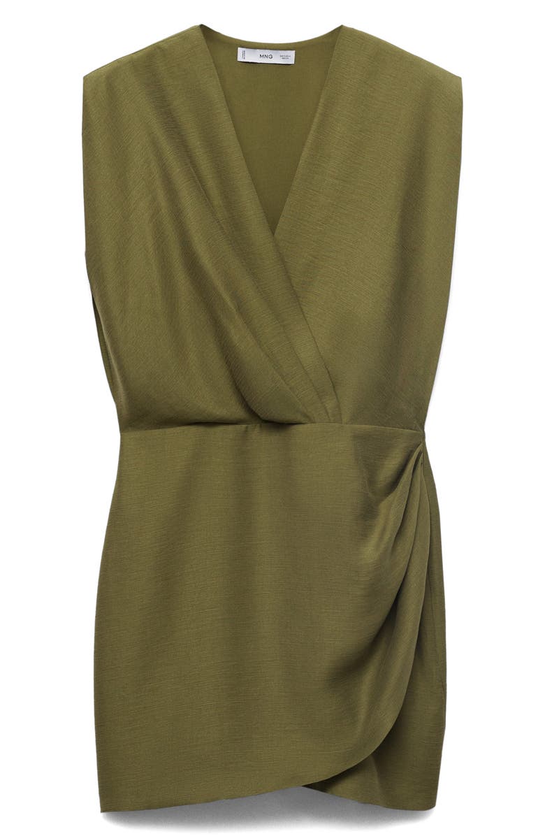 MANGO Faux Wrap Minidress, Alternate, color, Khaki Green