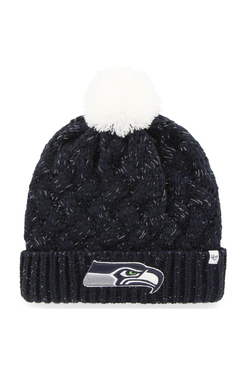 '47 Women's '47 College Navy Seattle Seahawks Fiona Logo Cuffed Knit Hat with Pom, Main, color, Navy