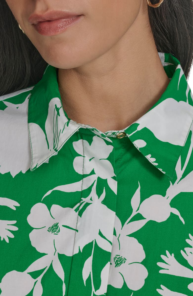 Calvin Klein Floral Tie Sleeve Cotton Shirtdress, Alternate, color, 