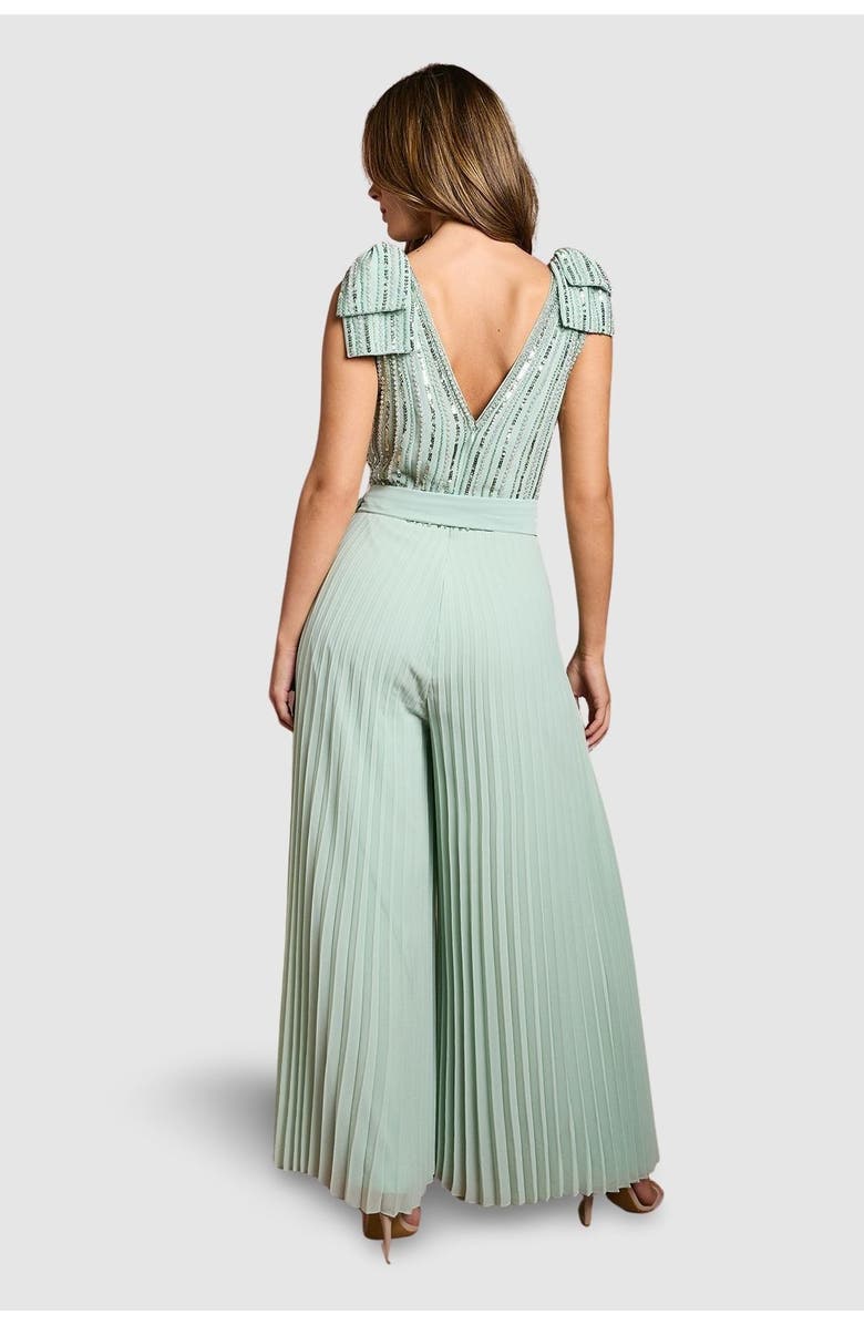 Coast Embellished Bow Shoulder Jumpsuit, Alternate, color, Sage