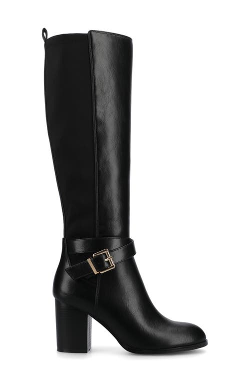 Journee Collection Wide Width Wide Calf Womens Londyn Tru Comfort Foam Stacked Block Heel Square Toe Boots In Black