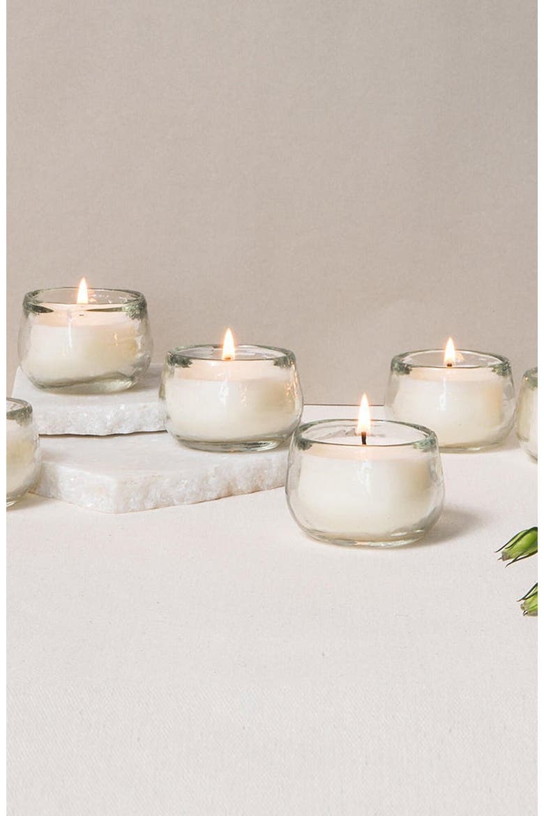 Pebbled Filled Mini-Votive Candles - Set of 6, Main, color, White