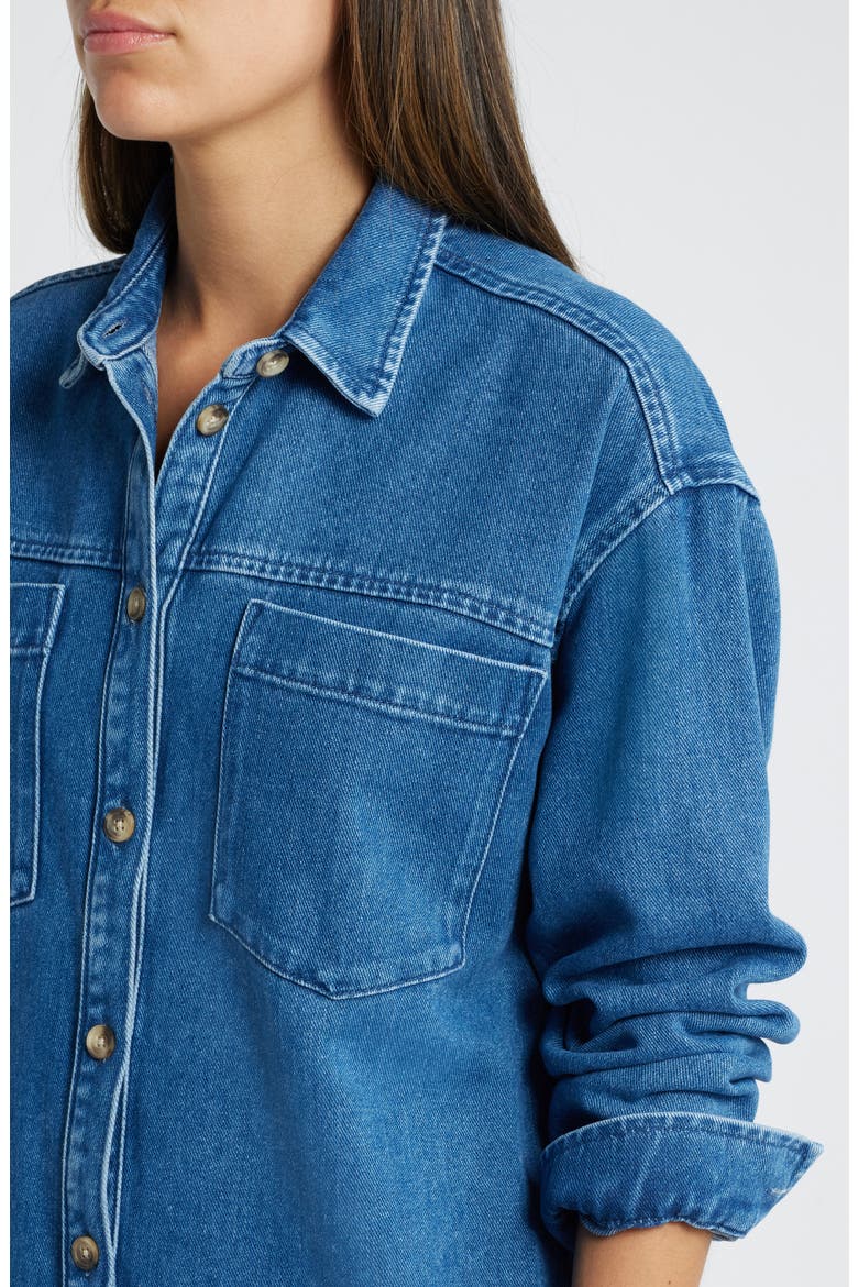 Long Sleeve Denim Shirtdress, Alternate, color, MEDIUM WASH