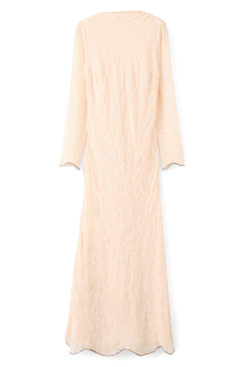 Long Sleeve Sequin Dress, Main, color, ECRU
