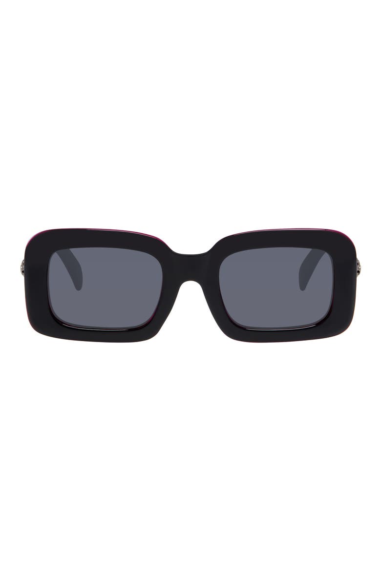 49mm Rectangular Sunglasses, Main, color, BLACK/ FUCHSIA CRYSTAL BILAYER