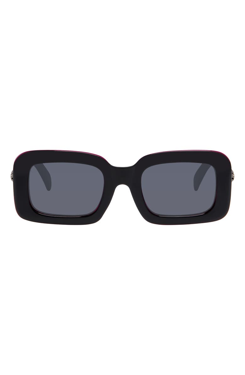 Kurt Geiger London 49mm Rectangular Sunglasses, Main, color, Black/ Fuchsia Crystal Bilayer