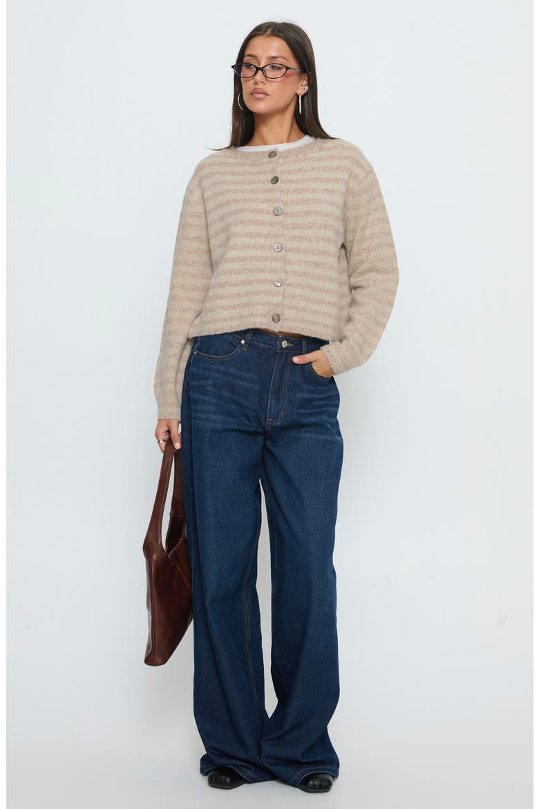Raynna Stripe Cardigan, Alternate, color, BEIGE STRIPE