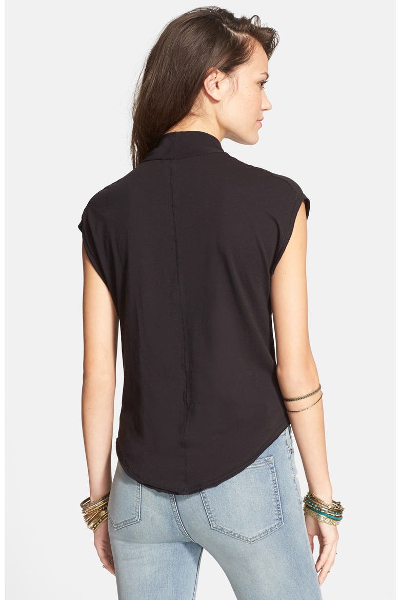 'Fantasy' Lightweight Cowl Neck Tee, Alternate, color, BLACK