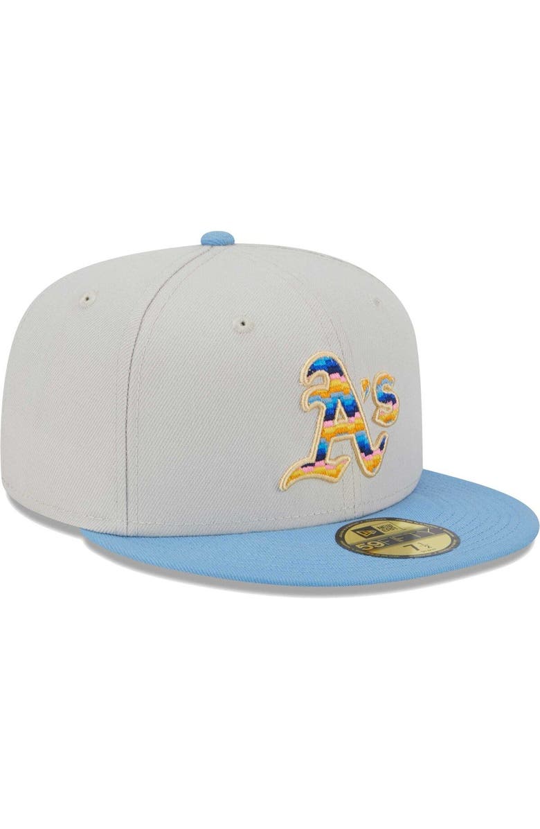 New Era Men's New Era Natural Oakland Athletics Beach Front 59FIFTY Fitted Hat, Alternate, color, 