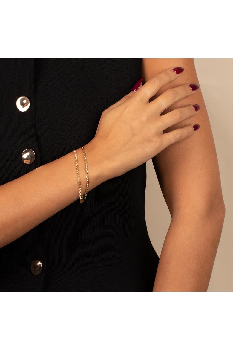 Two In One Chunky Double Chain Bracelet, Alternate, color, Gold