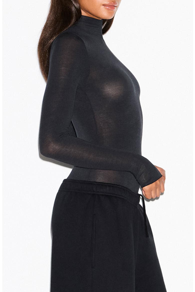 Long Sleeve Turtleneck Bodysuit, Alternate, color, ONYX