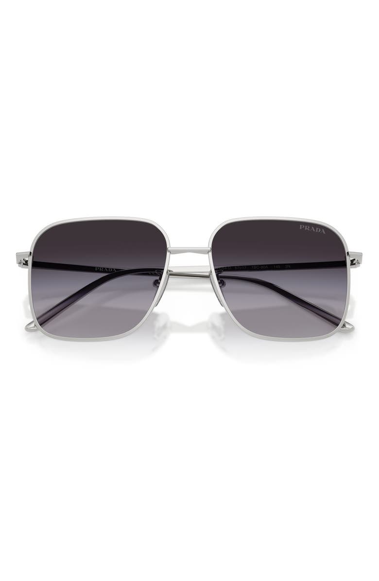 Prada 57mm Square Sunglasses, Alternate, color, Silver / Grey Gradient