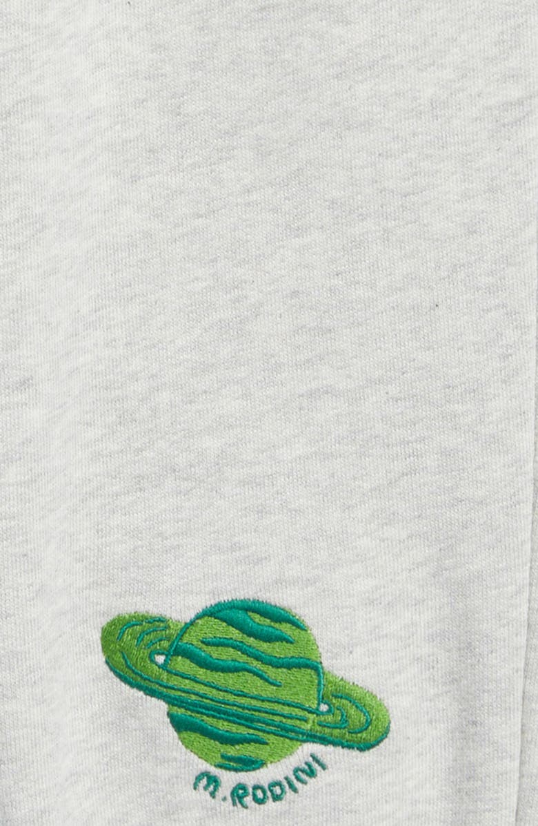 Mini Rodini Kids' Embroidered Planet Organic Cotton Joggers, Alternate, color, Grey Melange