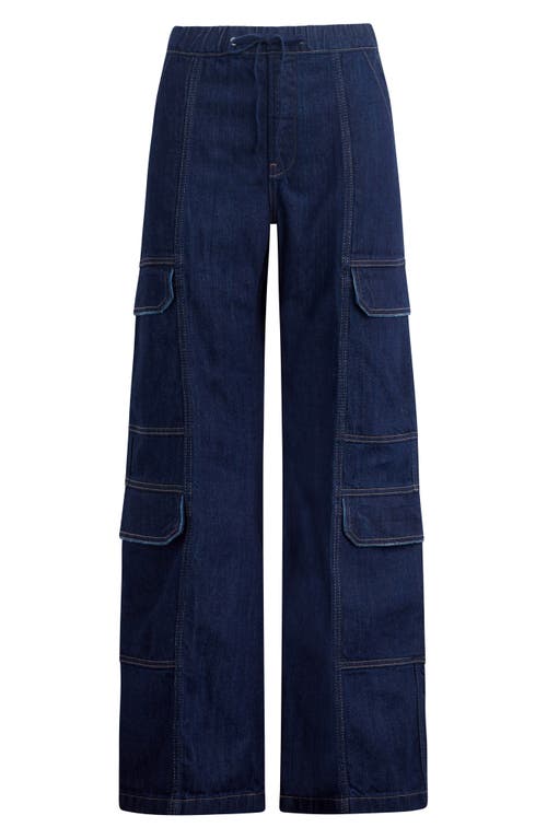 Hudson Jeans Drawcord Wide Leg Cargo Parachute Jeans In Blue
