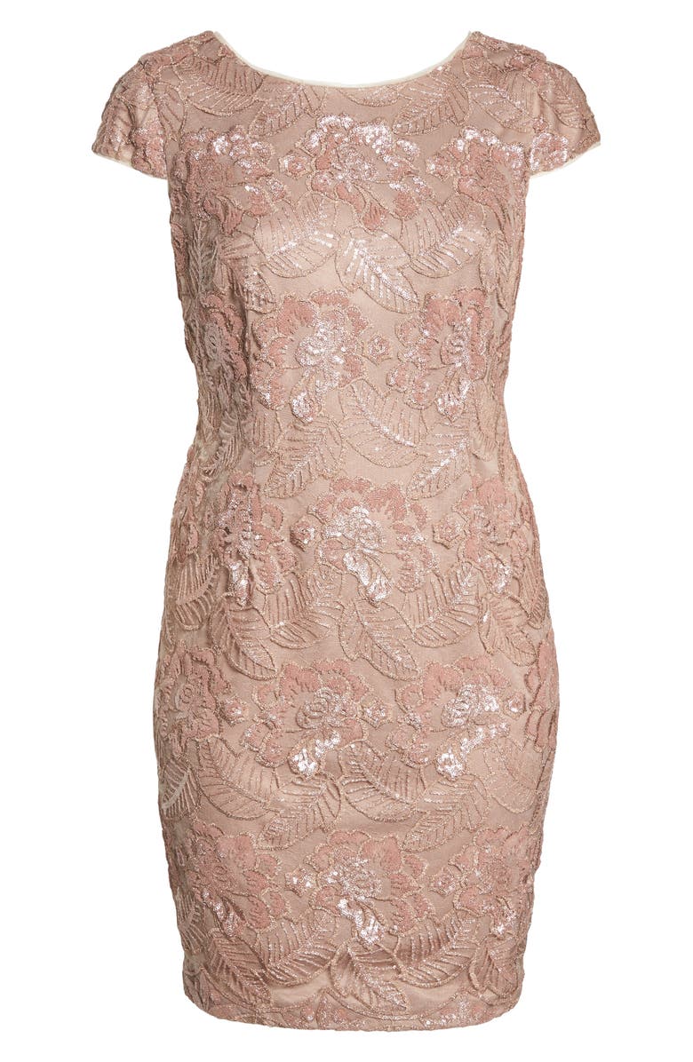 Alex Evenings Sequin Lace Cocktail Dress, Alternate, color,