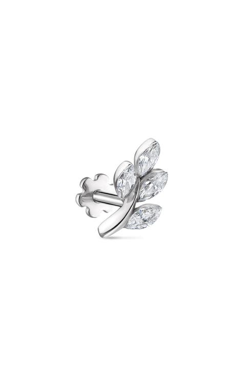 Diamond Vine Single Threaded Stud Earring