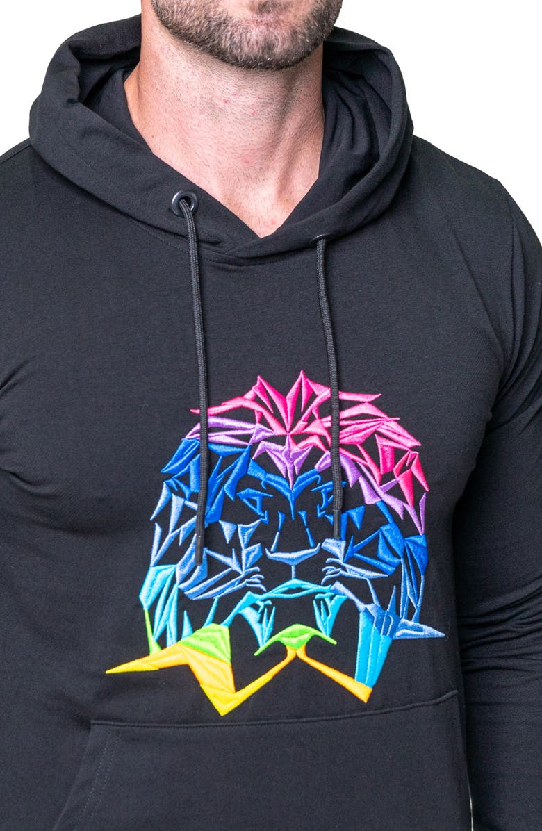 Maceoo Lion Face Embroidered Hoodie, Alternate, color, 