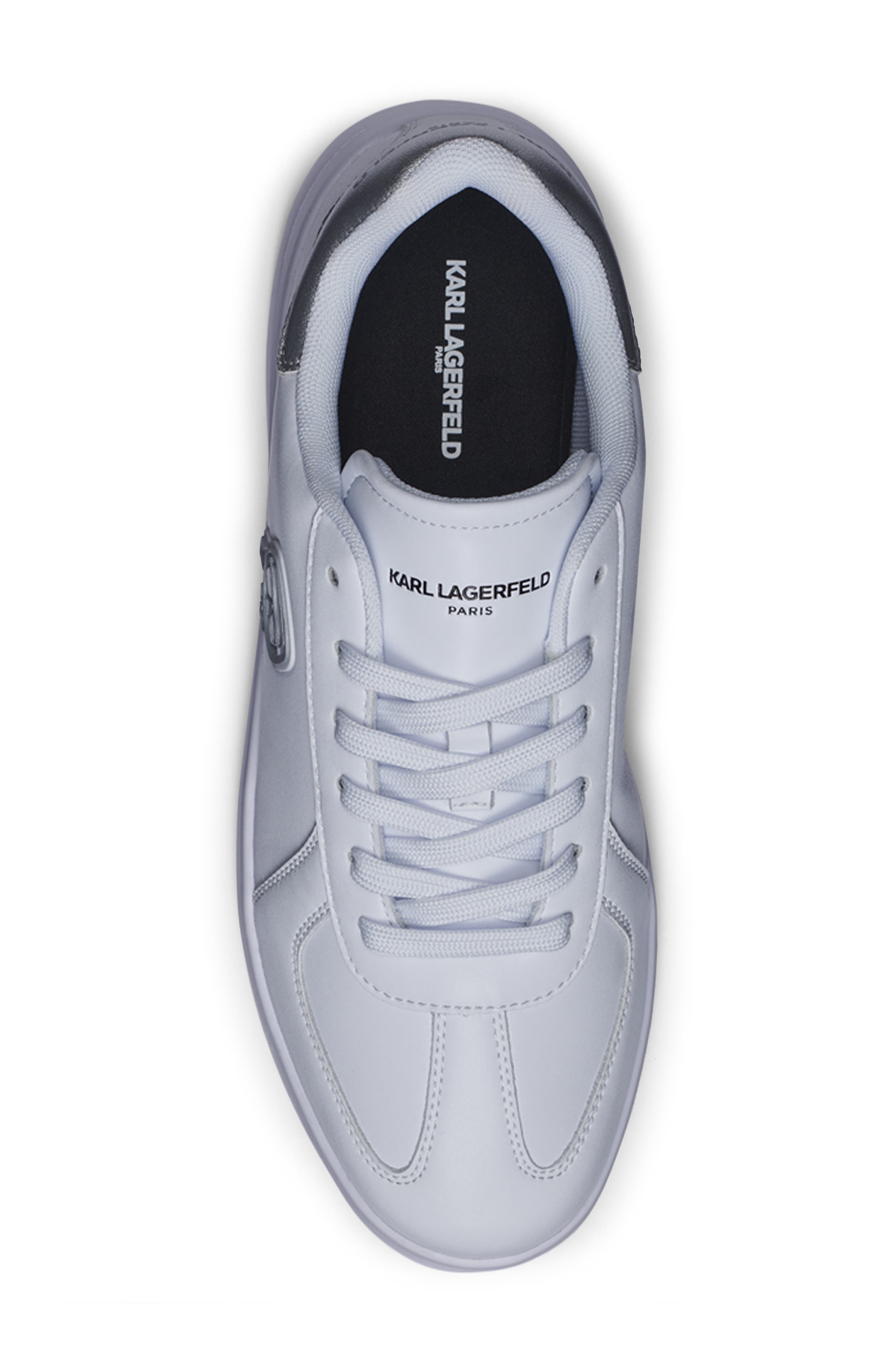 Karl Head Patch Racer Toe Sneaker, Alternate, color, WHITE