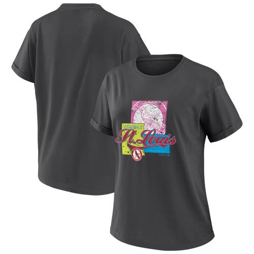 Wear By Erin Andrews Charcoal St. Louis Cardinals Domestic Box Color Boyfriend T-shirt In Gray