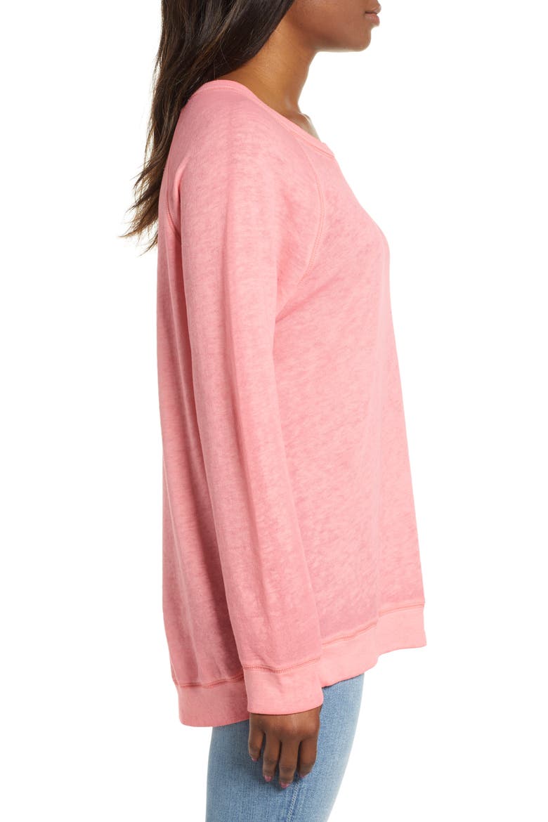 Burnout Sweatshirt, Alternate, color, PINK GERANIUM