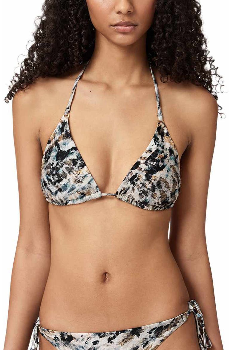 Saph Print Triangle Bikini Top, Main, color, CANTER FAWN BROWN