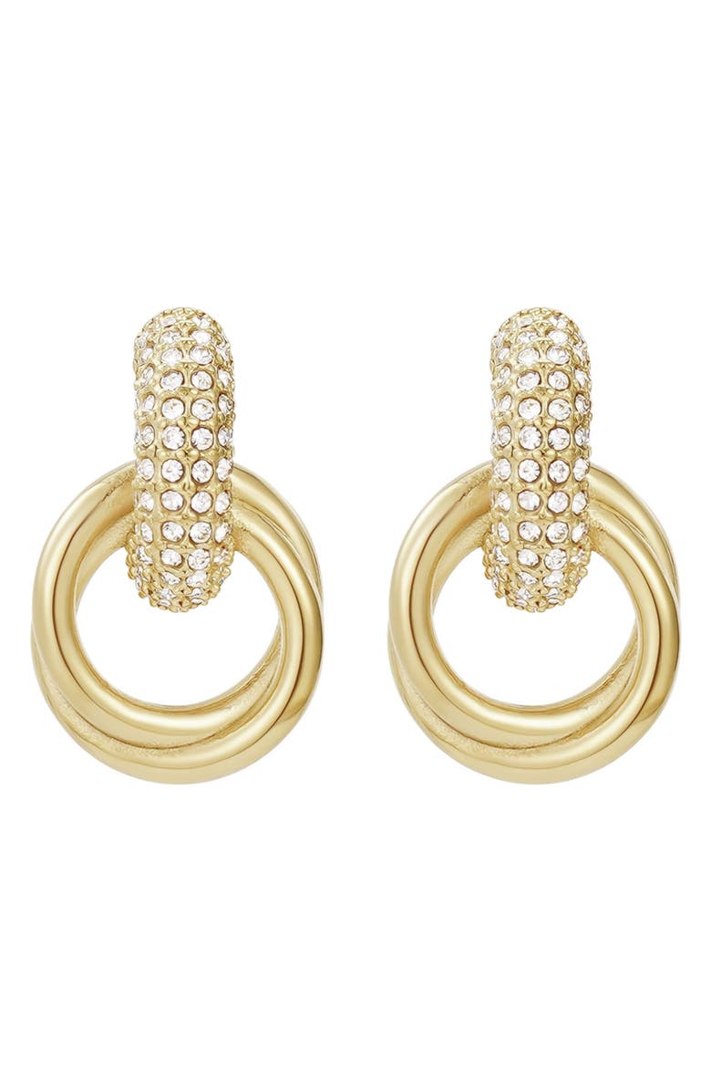 Adornia Tarnish Resistant Cubic Zirconia Knocker Earrings, Main, color, Gold