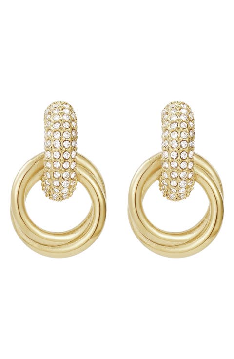 Tarnish Resistant Cubic Zirconia Knocker Earrings