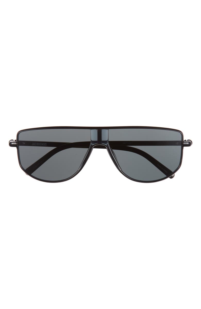 Jacquemus Corsa Sunglasses, Main, color, Black/ Silver/ Black/ Grey