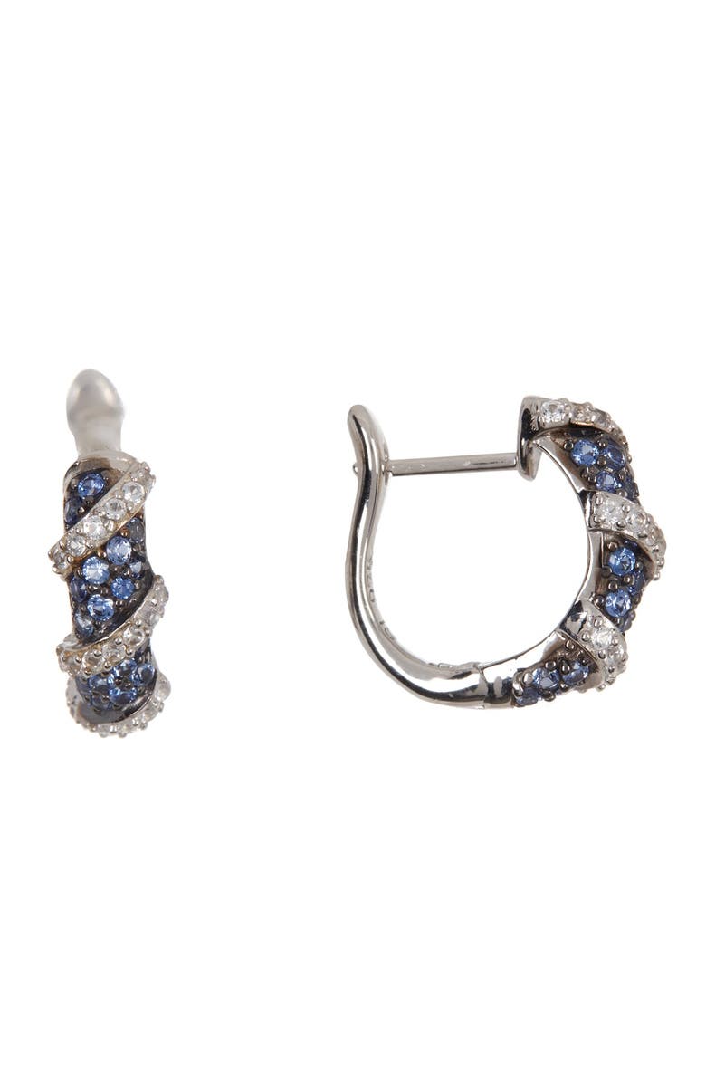 SUZY LEVIAN Sterling Silver Sapphire & Diamond Huggie Earrings, Main, color,