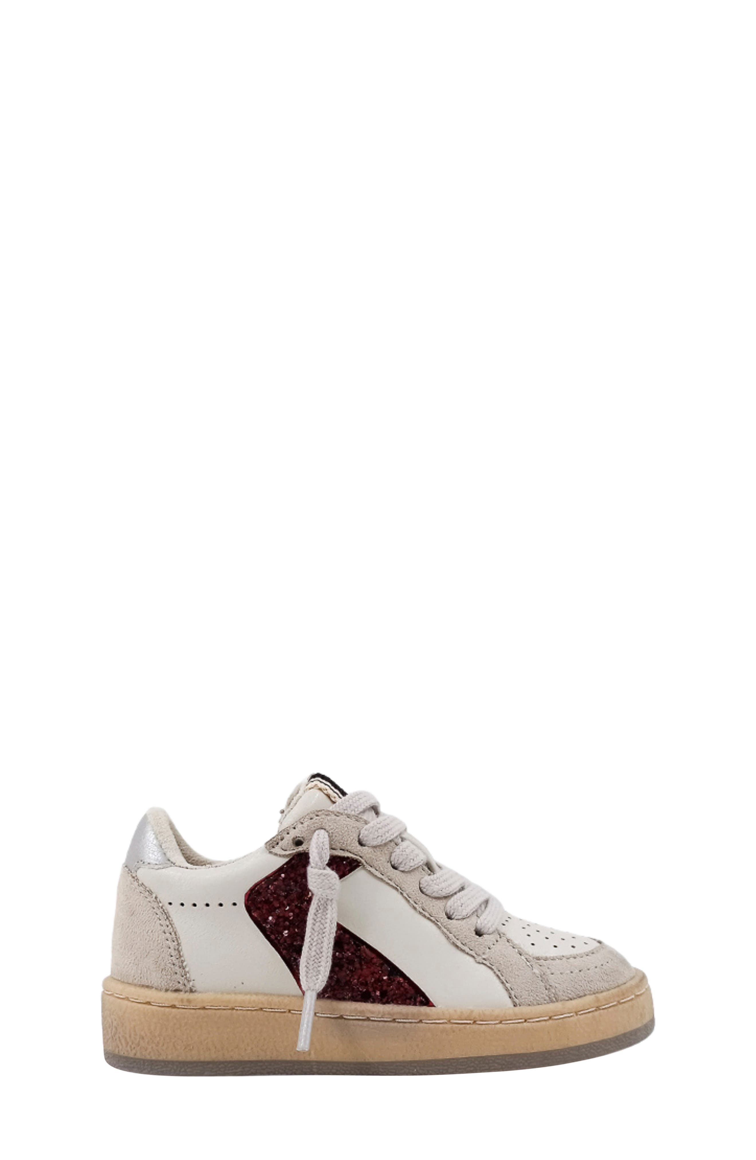 SHUSHOP Kids' Salma Sneaker, Alternate, color, Dark Red Glitter