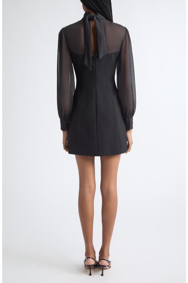 Fili Sheer Sleeve Mock Neck Minidress, Alternate, color, BLACK
