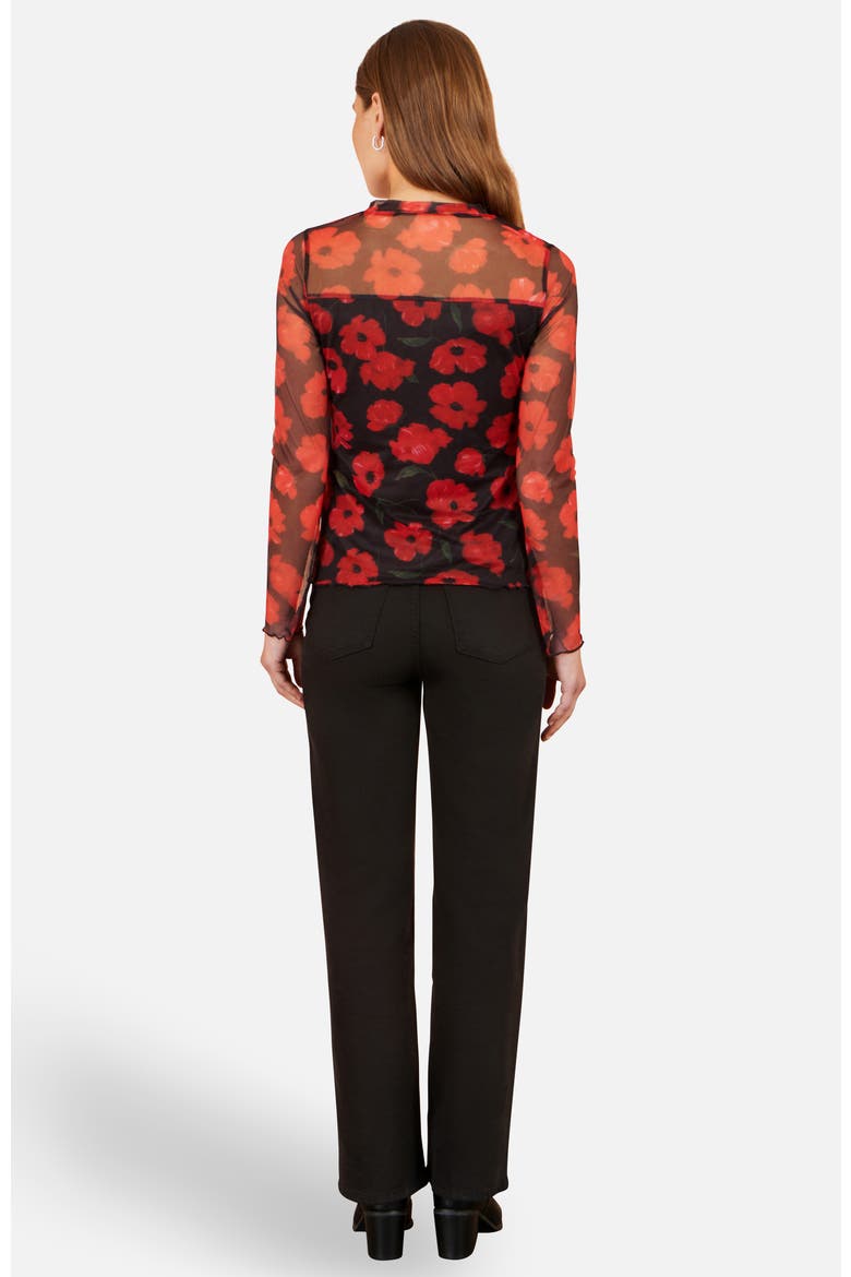 Poppy Sheer Mesh Long Sleeve Top, Alternate, color, Black