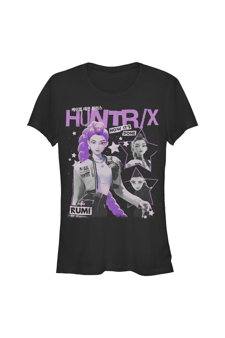 Junior's KPop Demon Hunters Pop Star Huntrix Rumi  Graphic T-Shirt, Main, color, Black