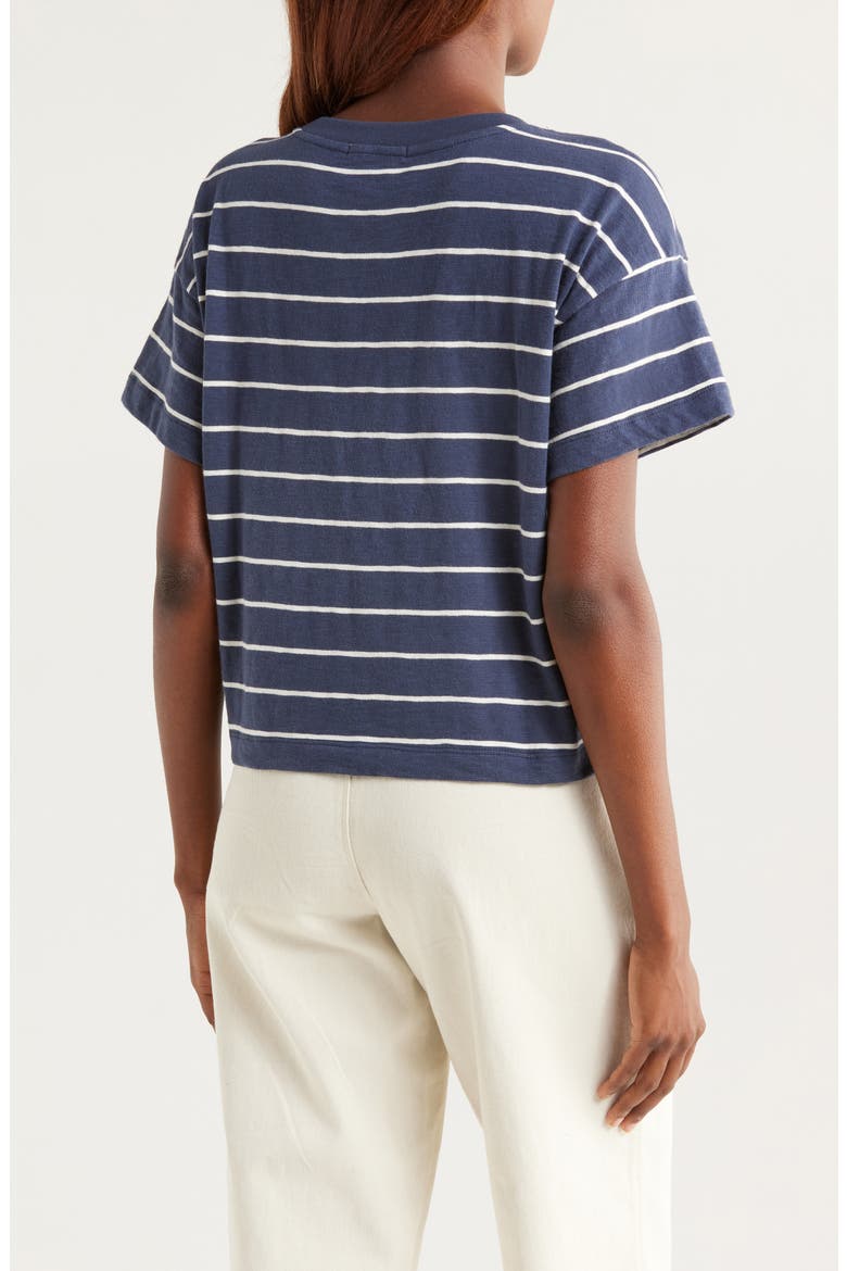 Slub Cotton Crop T-Shirt, Alternate, color, NAVY/WHITE STRIPE