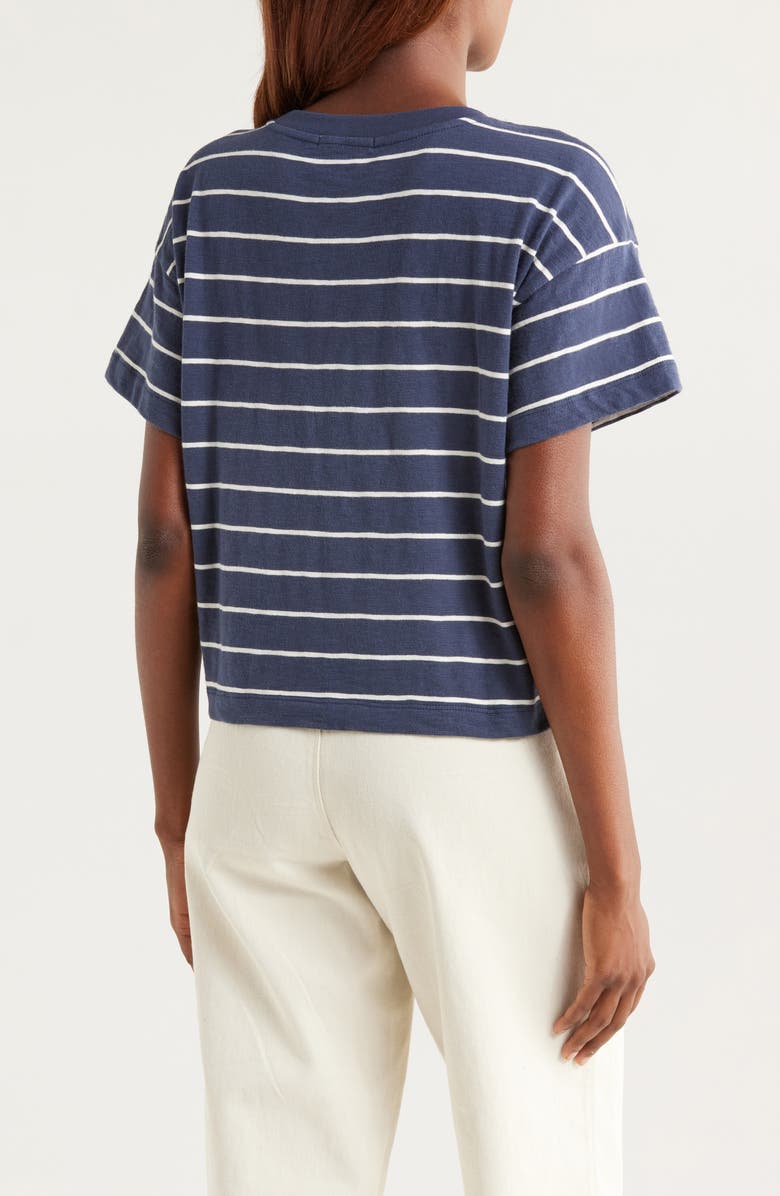 Marine Layer Slub Cotton Crop T-Shirt, Main, color, Navy/ White Stripe
