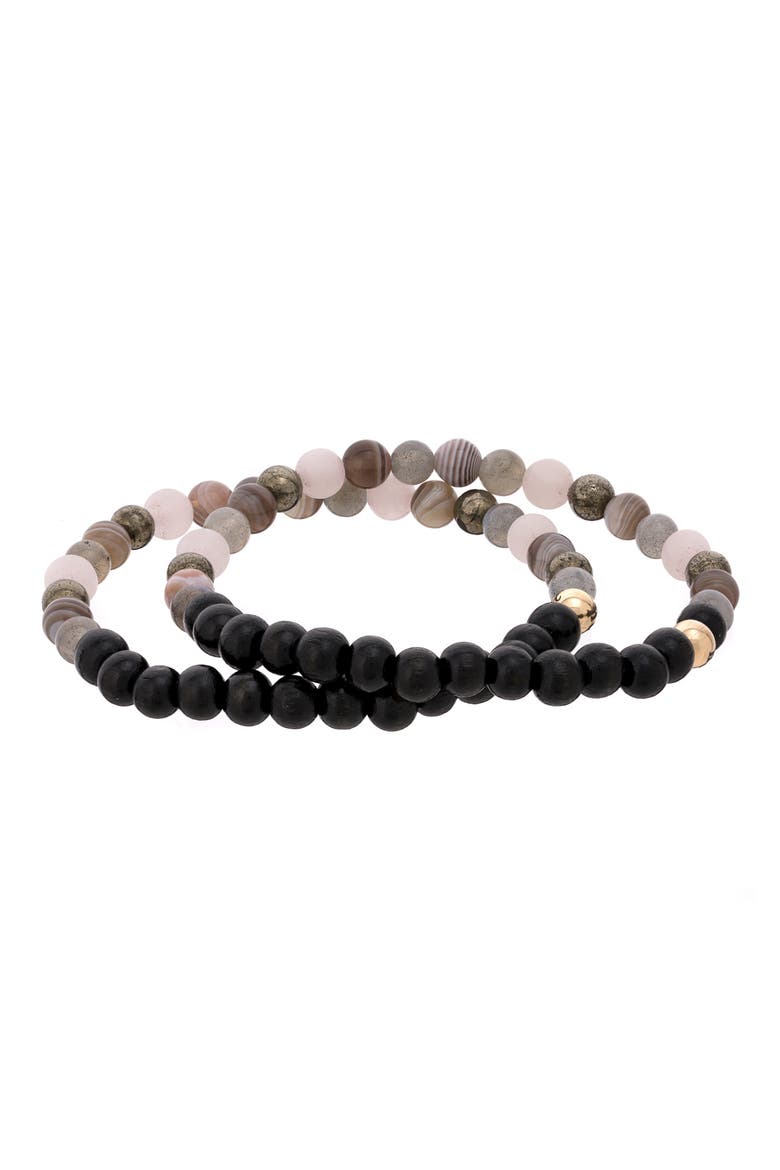 Men's N5 Goodbye Trauma Set of 2 Healer's Bracelets, Alternate, color, BLACK