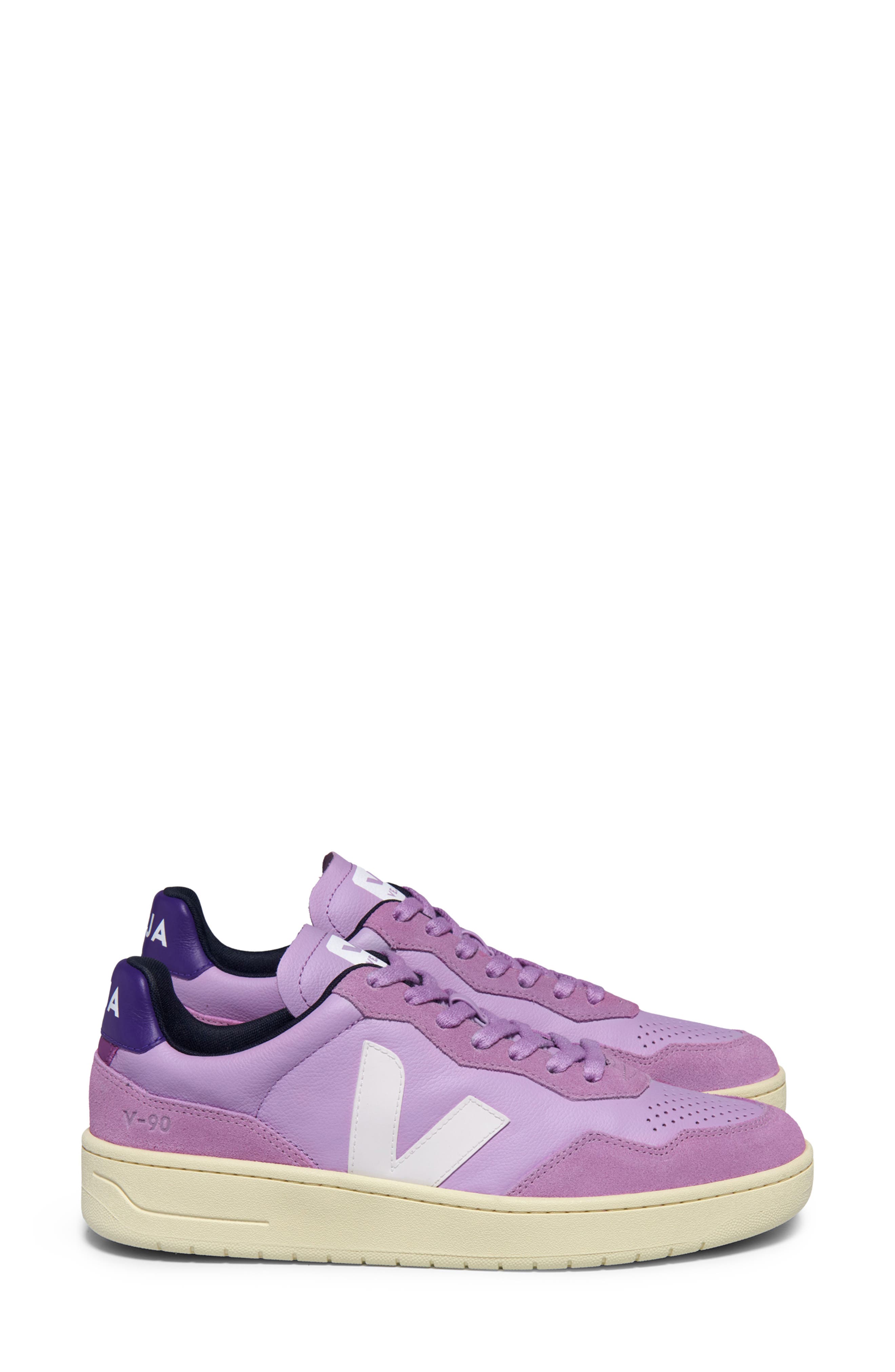 V-90 Leather Sneaker, Alternate, color, ORCHID WHITE