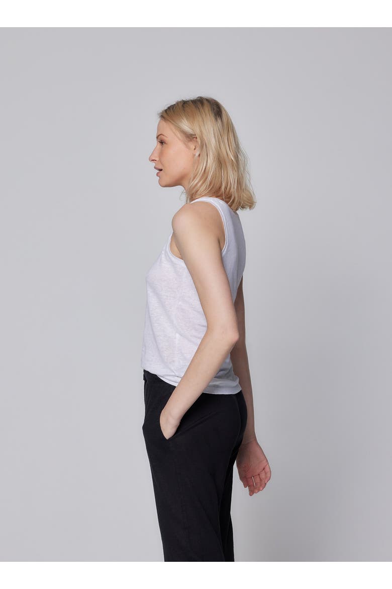 Stretch Linen Tank, Alternate, color, BLANC
