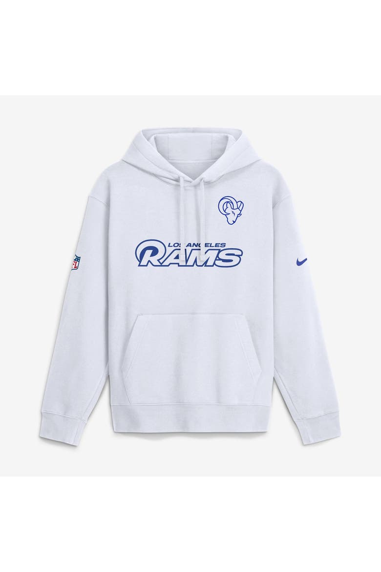 Men's Nike Los Angeles Rams Fearsome White End Drive Fleece Hoodie, Main, color, White